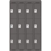 Clean Line Lockers, 3 -tier, Bank of 4, 48" x 18" x 78", Steel, Charcoal, Rivet (Assembled) Southpoint Industrial Supply