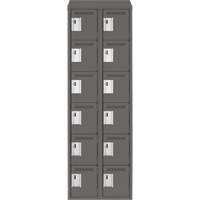 Clean Line Lockerette, 6 -tier, Bank of 2, 24" x 18" x 78", Steel, Charcoal, Rivet (Assembled) Southpoint Industrial Supply