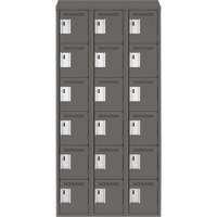 Clean Line Lockerette, 6 -tier, Bank of 3, 36" x 18" x 78", Steel, Charcoal, Rivet (Assembled) Southpoint Industrial Supply