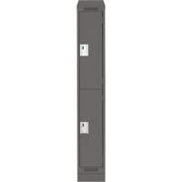 Clean Line Lockers, 2 -tier, 12" x 18" x 82", Steel, Charcoal, Rivet (Assembled) Southpoint Industrial Supply