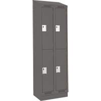 Clean Line Lockers, 2 -tier, Bank of 2, 24" x 18" x 82", Steel, Charcoal, Rivet (Assembled) Southpoint Industrial Supply