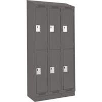 Clean Line Lockers, 2 -tier, Bank of 3, 36" x 18" x 82", Steel, Charcoal, Rivet (Assembled) Southpoint Industrial Supply