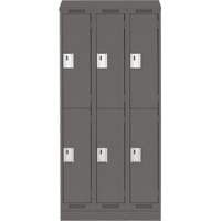 Clean Line Lockers, 2 -tier, Bank of 3, 36" x 18" x 82", Steel, Charcoal, Rivet (Assembled) Southpoint Industrial Supply
