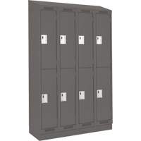 Clean Line Lockers, 2 -tier, Bank of 4, 48" x 18" x 82", Steel, Charcoal, Rivet (Assembled) Southpoint Industrial Supply