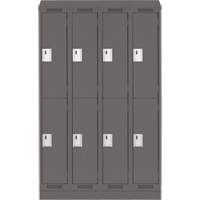 Clean Line Lockers, 2 -tier, Bank of 4, 48" x 18" x 82", Steel, Charcoal, Rivet (Assembled) Southpoint Industrial Supply