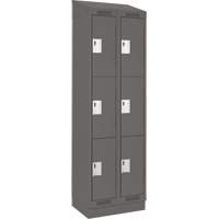 Clean Line Lockers, 3 -tier, Bank of 2, 24" x 18" x 82", Steel, Charcoal, Rivet (Assembled) Southpoint Industrial Supply