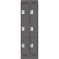 Clean Line Lockers, 3 -tier, Bank of 2, 24" x 18" x 82", Steel, Charcoal, Rivet (Assembled) Southpoint Industrial Supply