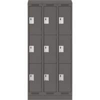 Clean Line Lockers, 3 -tier, Bank of 3, 36" x 18" x 82", Steel, Charcoal, Rivet (Assembled) Southpoint Industrial Supply