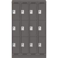 Casiers Clean Line, 3 niveaux, Bloc de 4, 48" x 18" x 82", Acier, Charbon, Rivet (assembl&eacute;) Southpoint Industrial Supply