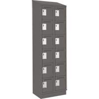 Clean Line Lockerette, 6 -tier, Bank of 2, 24" x 18" x 82", Steel, Charcoal, Rivet (Assembled) Southpoint Industrial Supply