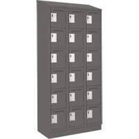 Clean Line Lockerette, 6 -tier, Bank of 3, 36" x 18" x 82", Steel, Charcoal, Rivet (Assembled) Southpoint Industrial Supply