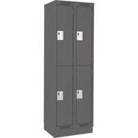 Clean Line Lockers, 2 -tier, Bank of 2, 24" x 18" x 76", Steel, Charcoal, Rivet (Assembled) Southpoint Industrial Supply