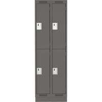 Clean Line Lockers, 2 -tier, Bank of 2, 24" x 18" x 76", Steel, Charcoal, Rivet (Assembled) Southpoint Industrial Supply