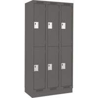 Clean Line Lockers, 2 -tier, Bank of 3, 36" x 18" x 76", Steel, Charcoal, Rivet (Assembled) Southpoint Industrial Supply