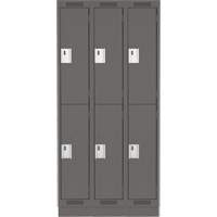 Clean Line Lockers, 2 -tier, Bank of 3, 36" x 18" x 76", Steel, Charcoal, Rivet (Assembled) Southpoint Industrial Supply
