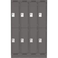 Clean Line Lockers, 2 -tier, Bank of 4, 48" x 18" x 76", Steel, Charcoal, Rivet (Assembled) Southpoint Industrial Supply