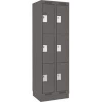Clean Line Lockers, 3 -tier, Bank of 2, 24" x 18" x 76", Steel, Charcoal, Rivet (Assembled) Southpoint Industrial Supply