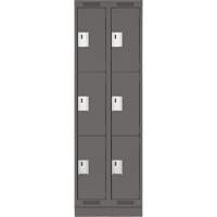 Clean Line Lockers, 3 -tier, Bank of 2, 24" x 18" x 76", Steel, Charcoal, Rivet (Assembled) Southpoint Industrial Supply
