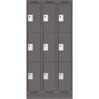 Clean Line Lockers, 3 -tier, Bank of 3, 36" x 18" x 76", Steel, Charcoal, Rivet (Assembled) Southpoint Industrial Supply