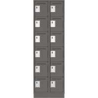 Clean Line Lockerette, 6 -tier, Bank of 2, 24" x 18" x 76", Steel, Charcoal, Rivet (Assembled) Southpoint Industrial Supply