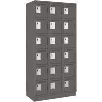 Clean Line Lockerette, 6 -tier, Bank of 3, 36" x 18" x 76", Steel, Charcoal, Rivet (Assembled) Southpoint Industrial Supply