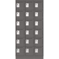 Clean Line Lockerette, 6 -tier, Bank of 3, 36" x 18" x 76", Steel, Charcoal, Rivet (Assembled) Southpoint Industrial Supply