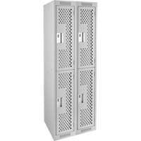 Clean Line Lockers, 2 -tier, Bank of 2, 24" x 15" x 72", Steel, Grey, Rivet (Assembled), Perforated Southpoint Industrial Supply