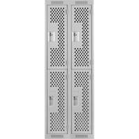 Clean Line Lockers, 2 -tier, Bank of 2, 24" x 15" x 72", Steel, Grey, Rivet (Assembled), Perforated Southpoint Industrial Supply