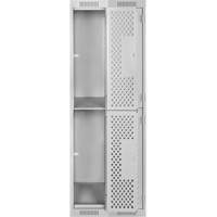 Clean Line Lockers, 2 -tier, Bank of 2, 24" x 15" x 72", Steel, Grey, Rivet (Assembled), Perforated Southpoint Industrial Supply