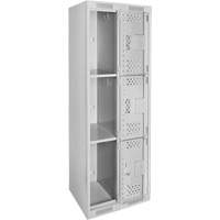 Clean Line Lockers, 3 -tier, Bank of 2, 24" x 12" x 72", Steel, Grey, Rivet (Assembled), Perforated Southpoint Industrial Supply