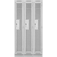 Clean Line Lockers, Bank of 3, 36" x 18" x 76", Steel, Grey, Rivet (Assembled), Perforated Southpoint Industrial Supply