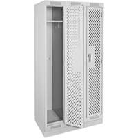 Clean Line Lockers, Bank of 3, 36" x 18" x 76", Steel, Grey, Rivet (Assembled), Perforated Southpoint Industrial Supply