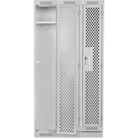 Clean Line Lockers, Bank of 3, 36" x 18" x 76", Steel, Grey, Rivet (Assembled), Perforated Southpoint Industrial Supply