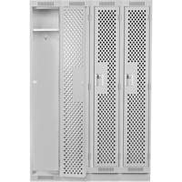 Clean Line Lockers, Bank of 4, 48" x 18" x 76", Steel, Grey, Rivet (Assembled), Perforated Southpoint Industrial Supply