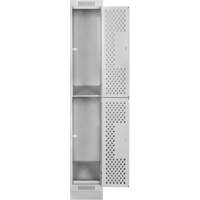 Clean Line Lockers, 2 -tier, 12" x 18" x 76", Steel, Grey, Rivet (Assembled), Perforated Southpoint Industrial Supply