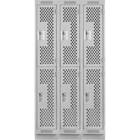 Clean Line Lockers, 2 -tier, Bank of 3, 36" x 18" x 76", Steel, Grey, Rivet (Assembled), Perforated Southpoint Industrial Supply