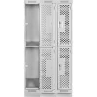 Clean Line Lockers, 2 -tier, Bank of 3, 36" x 18" x 76", Steel, Grey, Rivet (Assembled), Perforated Southpoint Industrial Supply