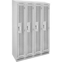 Clean Line Lockers, Bank of 4, 48" x 18" x 82", Steel, Grey, Rivet (Assembled), Perforated Southpoint Industrial Supply