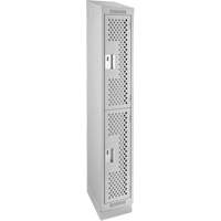 Clean Line Lockers, 2 -tier, 12" x 12" x 82", Steel, Grey, Rivet (Assembled), Perforated Southpoint Industrial Supply
