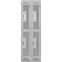 Clean Line Lockers, 2 -tier, Bank of 2, 24" x 18" x 82", Steel, Grey, Rivet (Assembled), Perforated Southpoint Industrial Supply