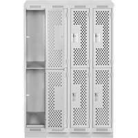 Clean Line Lockers, 2 -tier, Bank of 4, 48" x 12" x 82", Steel, Grey, Rivet (Assembled), Perforated Southpoint Industrial Supply