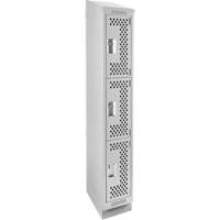 Clean Line Lockers, 3 -tier, 12" x 18" x 82", Steel, Grey, Rivet (Assembled), Perforated Southpoint Industrial Supply