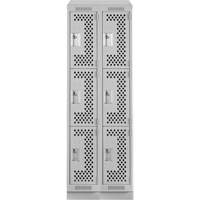 Clean Line Lockers, 3 -tier, Bank of 2, 24" x 18" x 82", Steel, Grey, Rivet (Assembled), Perforated Southpoint Industrial Supply