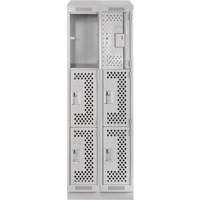 Clean Line Lockers, 3 -tier, Bank of 2, 24" x 18" x 82", Steel, Grey, Rivet (Assembled), Perforated Southpoint Industrial Supply