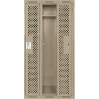 Clean Line Lockers, Bank of 3, 36" x 15" x 72", Steel, Beige, Rivet (Assembled), Perforated Southpoint Industrial Supply