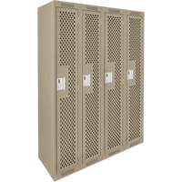 Clean Line Lockers, Bank of 4, 48" x 12" x 72", Steel, Beige, Rivet (Assembled), Perforated Southpoint Industrial Supply