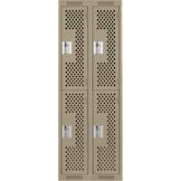 Clean Line Lockers, 2 -tier, Bank of 2, 24" x 15" x 72", Steel, Beige, Rivet (Assembled), Perforated Southpoint Industrial Supply