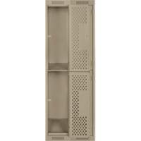 Clean Line Lockers, 2 -tier, Bank of 2, 24" x 15" x 72", Steel, Beige, Rivet (Assembled), Perforated Southpoint Industrial Supply