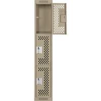 Clean Line Lockers, 3 -tier, 12" x 12" x 72", Steel, Beige, Rivet (Assembled), Perforated Southpoint Industrial Supply