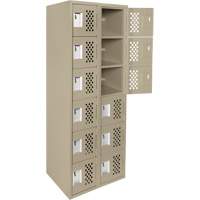 Assembled Lockerettes Clean Line Perforated Economy Lockers, 6 -tier, Bank of 2, 18" x 72" x 12", Steel Southpoint Industrial Supply